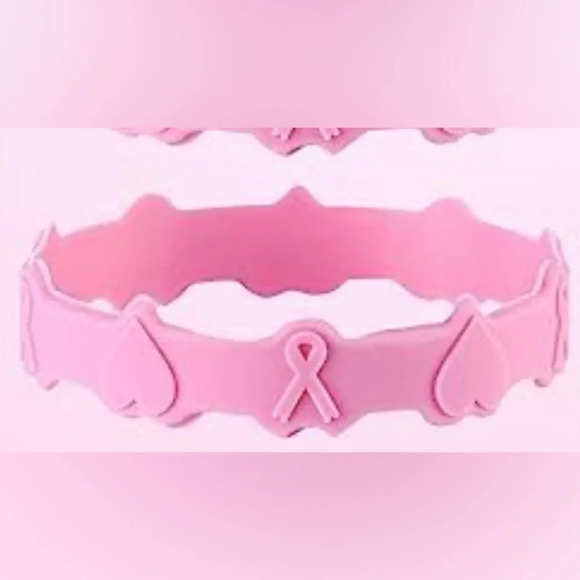Pack of 6 Breast Cancer Silicone Bracelets - Picture 1 of 6